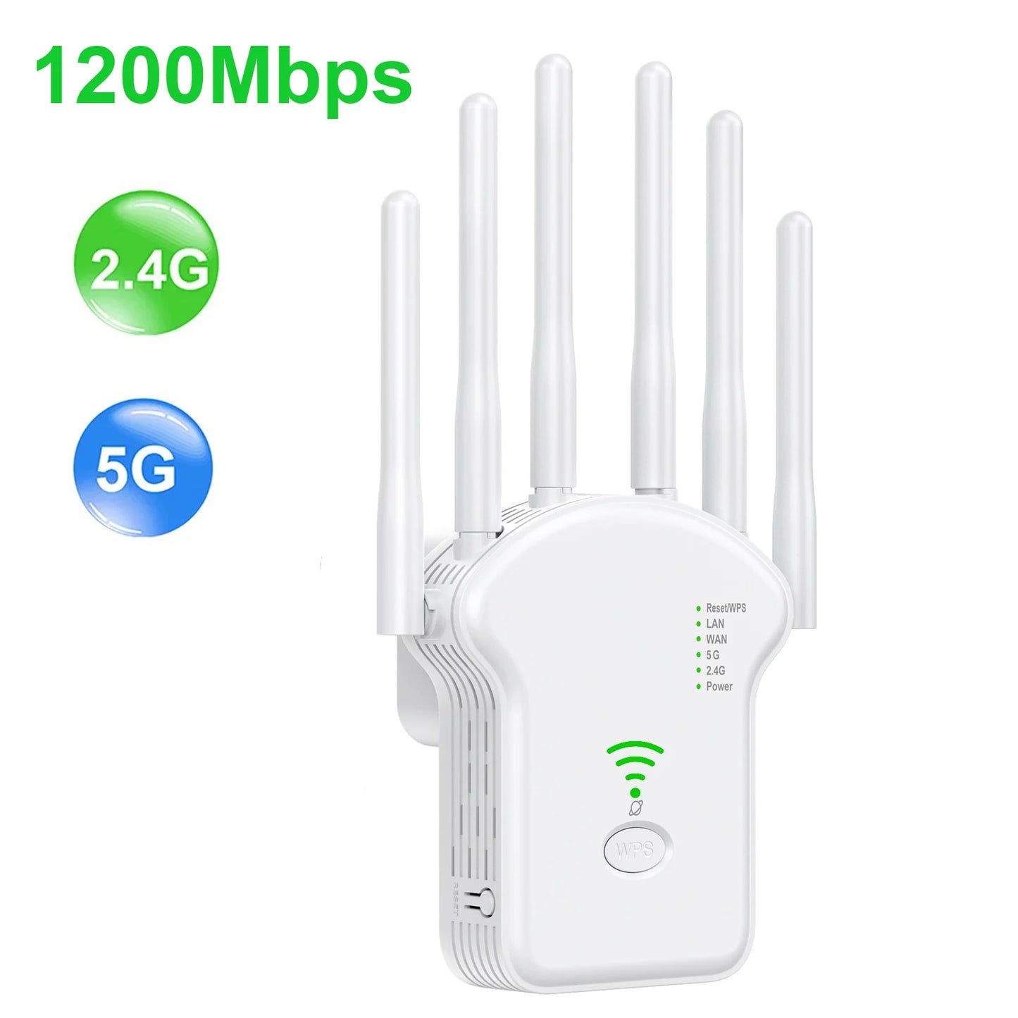 WiFi Repeater Wireless Router 1200Mbps High 6 Antenna Network Amplifier Repeater Signal Cover Extender Range Signal WiFi Booster