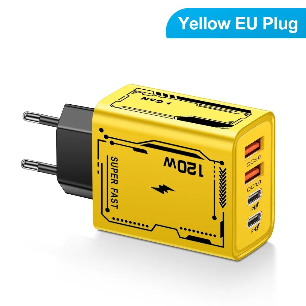 ⚡ Chargeur Mural USB-C PD 120W – Charge Rapide