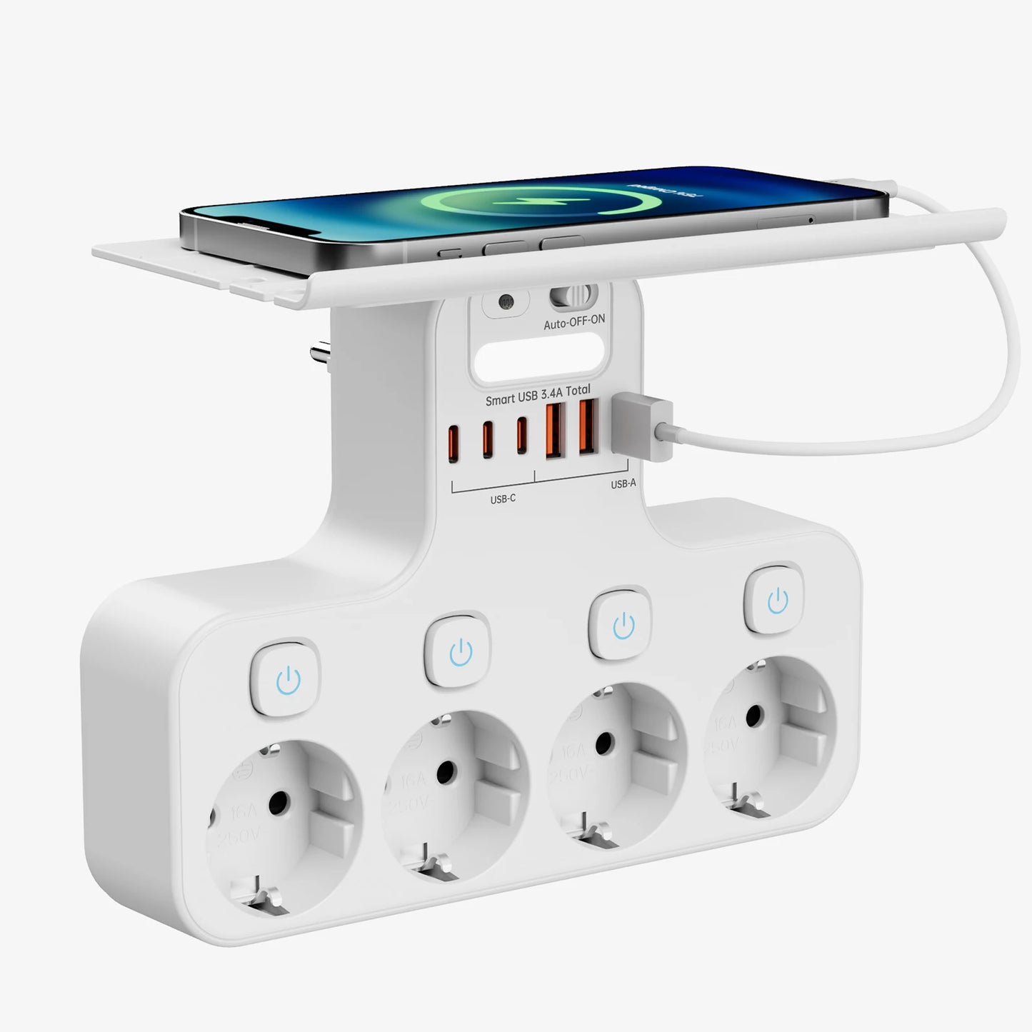 Prise Murale Multi-Fonctions avec USB & Veilleuse Intelligente