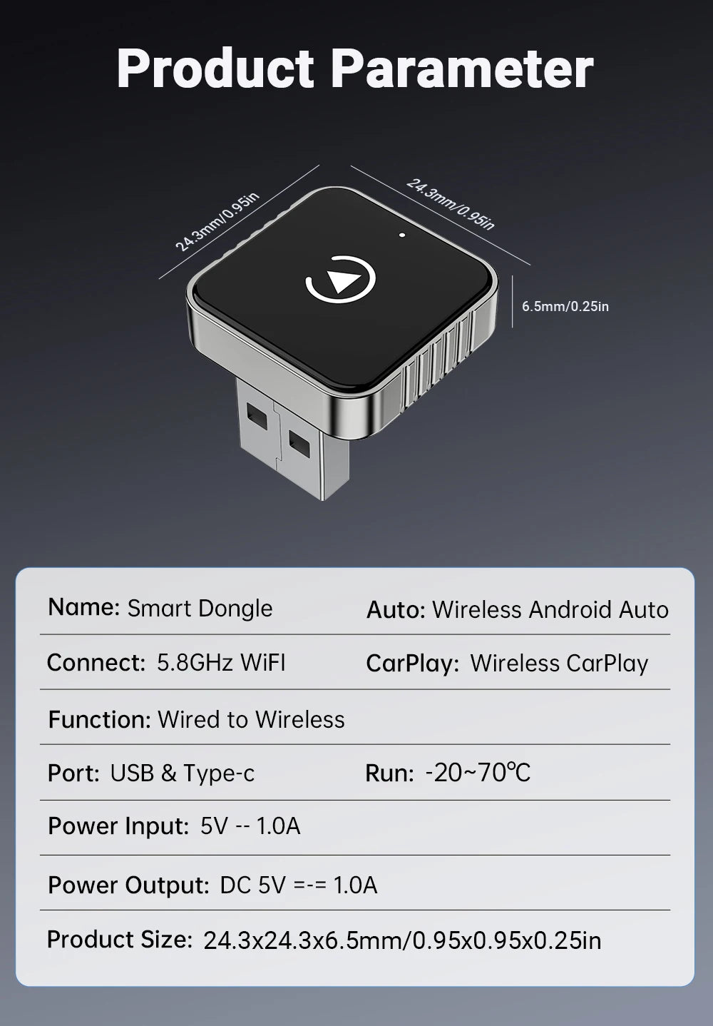 Adaptateur CarPlay & Android Auto Sans Fil – 2 en 1, Compact & Facile à Utiliser