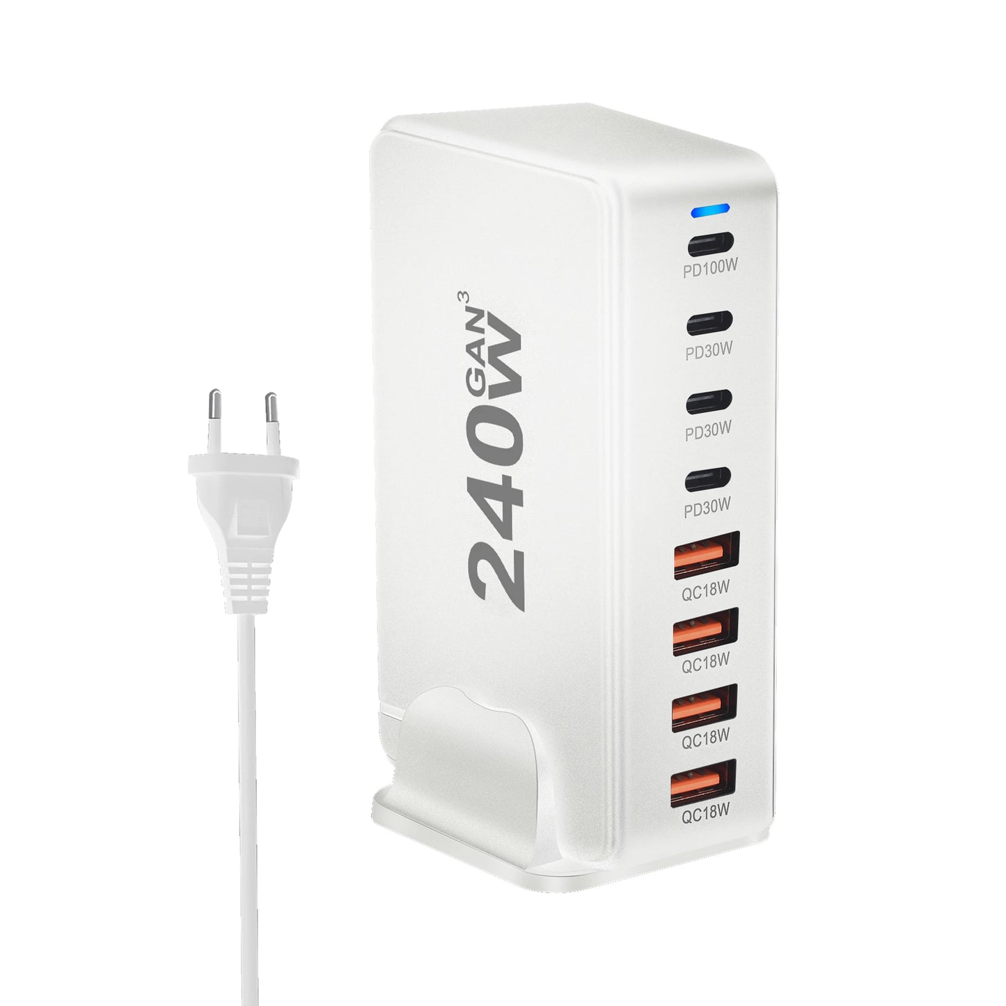 ⚡ Chargeur de Bureau GaN 240W – 8 Ports USB-C & USB-A, Charge Rapide PD 3.0