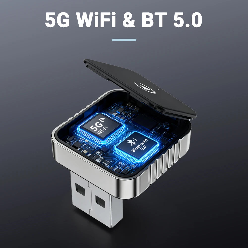 Adaptateur CarPlay & Android Auto Sans Fil – 2 en 1, Compact & Facile à Utiliser