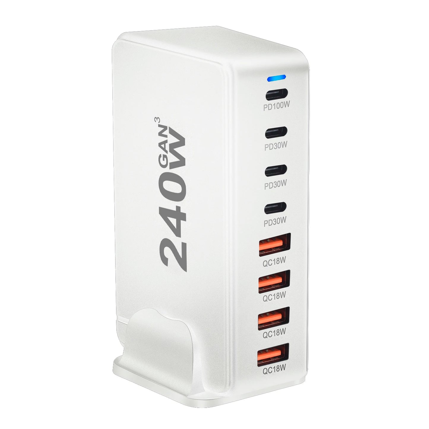 ⚡ Chargeur de Bureau GaN 240W – 8 Ports USB-C & USB-A, Charge Rapide PD 3.0