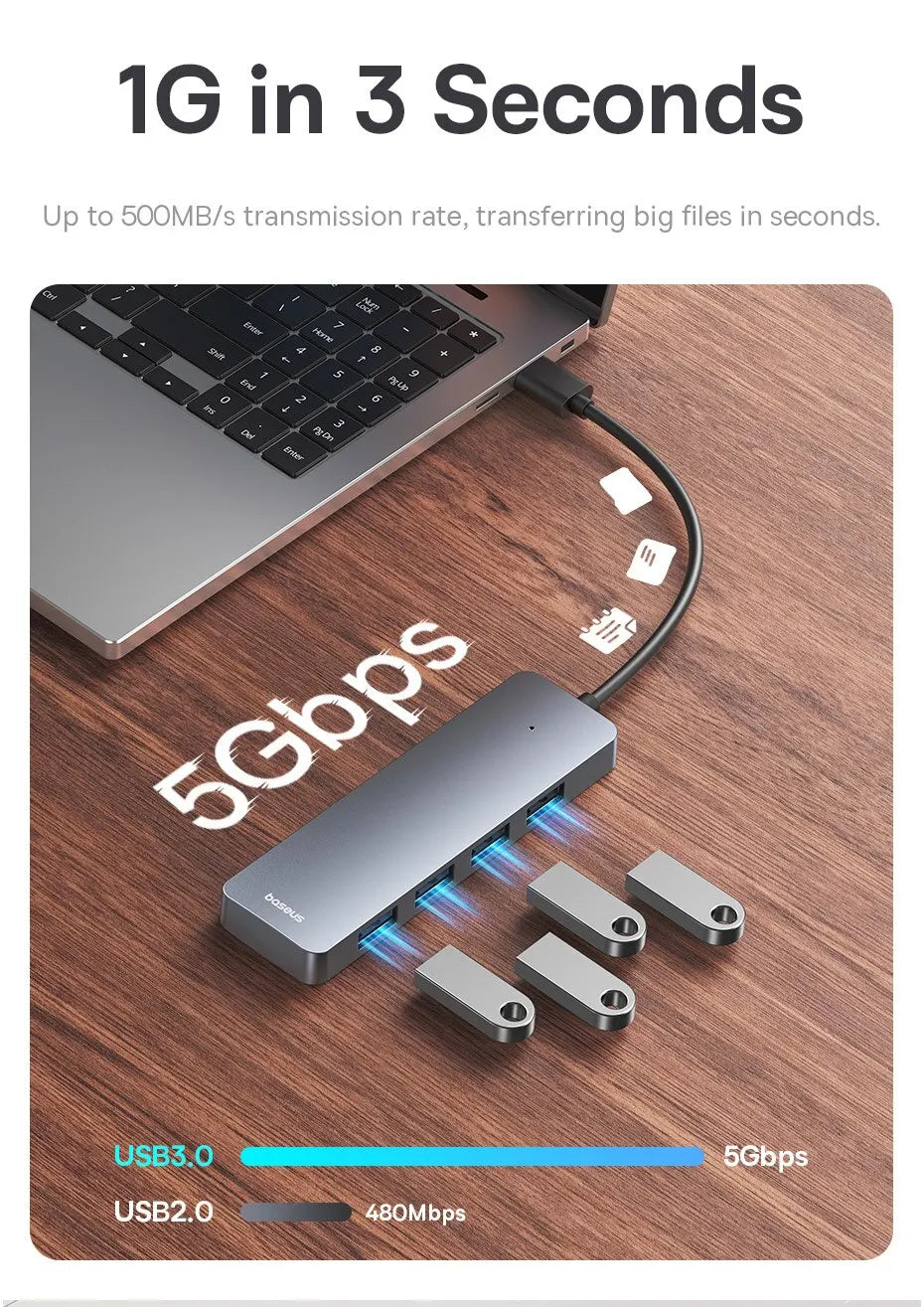 Hub USB 3.0 Baseus – 4 Ports Ultra-Rapides