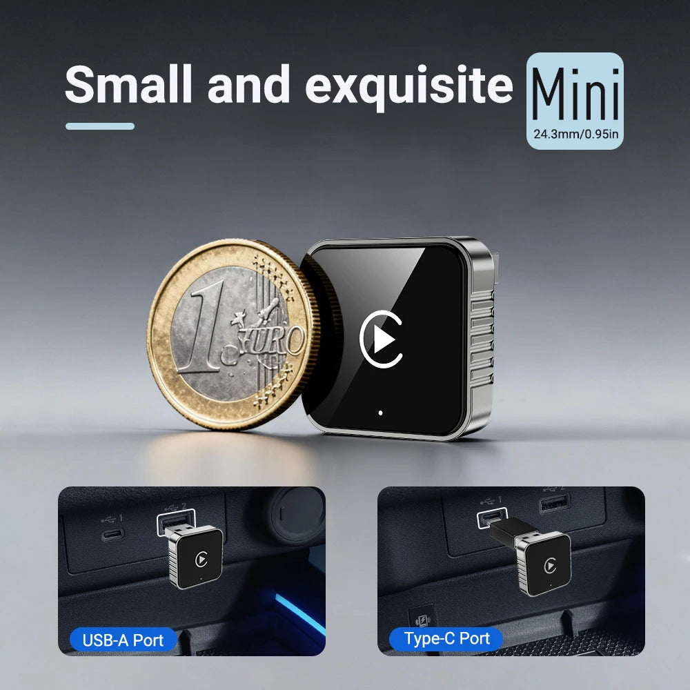 Adaptateur CarPlay & Android Auto Sans Fil – 2 en 1, Compact & Facile à Utiliser