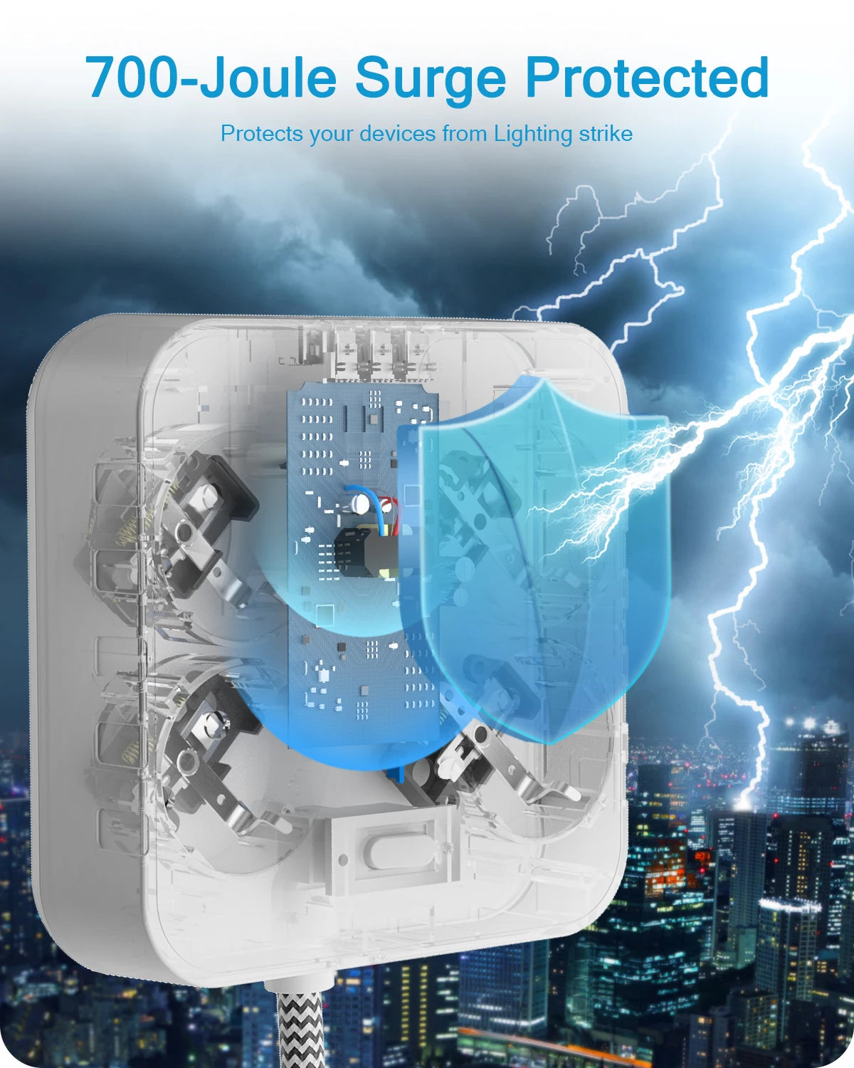 🔌 Multiprise LENCENT 4 Prises + 3 USB + 1 Type-C