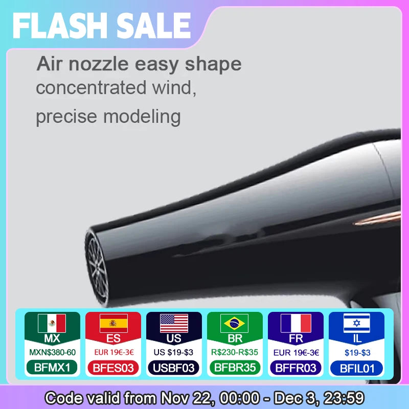 Sèche-Cheveux Ionique Professionnel – Séchage Rapide, Silencieux & Soin des Cheveux