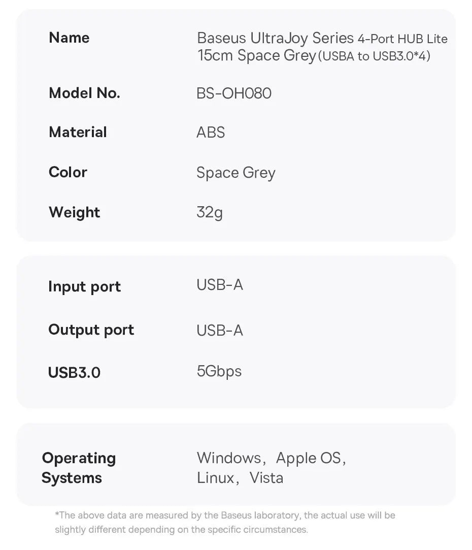 Hub USB 3.0 Baseus – 4 Ports Ultra-Rapides