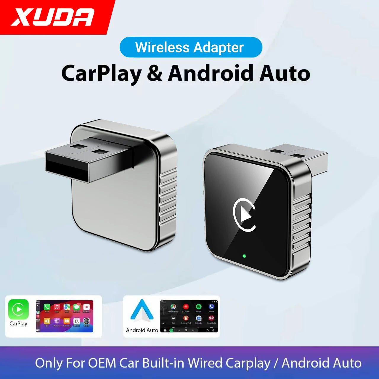 Adaptateur CarPlay & Android Auto Sans Fil – 2 en 1, Compact & Facile à Utiliser