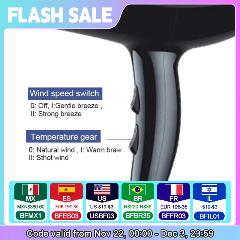 Sèche-Cheveux Ionique Professionnel – Séchage Rapide, Silencieux & Soin des Cheveux