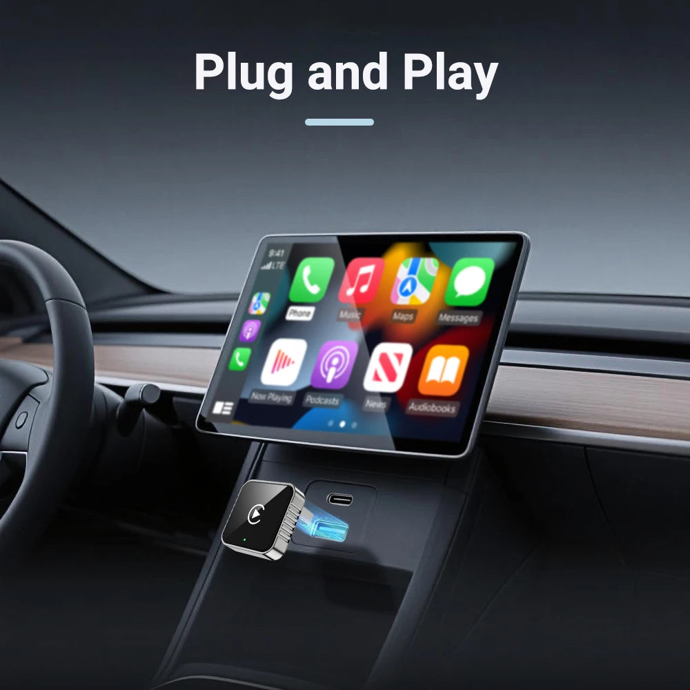Adaptateur CarPlay & Android Auto Sans Fil – 2 en 1, Compact & Facile à Utiliser
