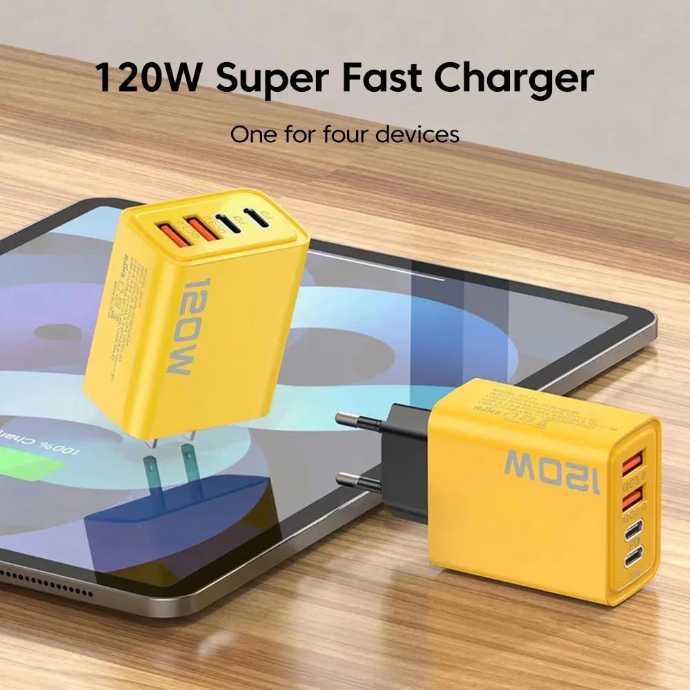 ⚡ Chargeur Mural USB-C PD 120W – Charge Rapide