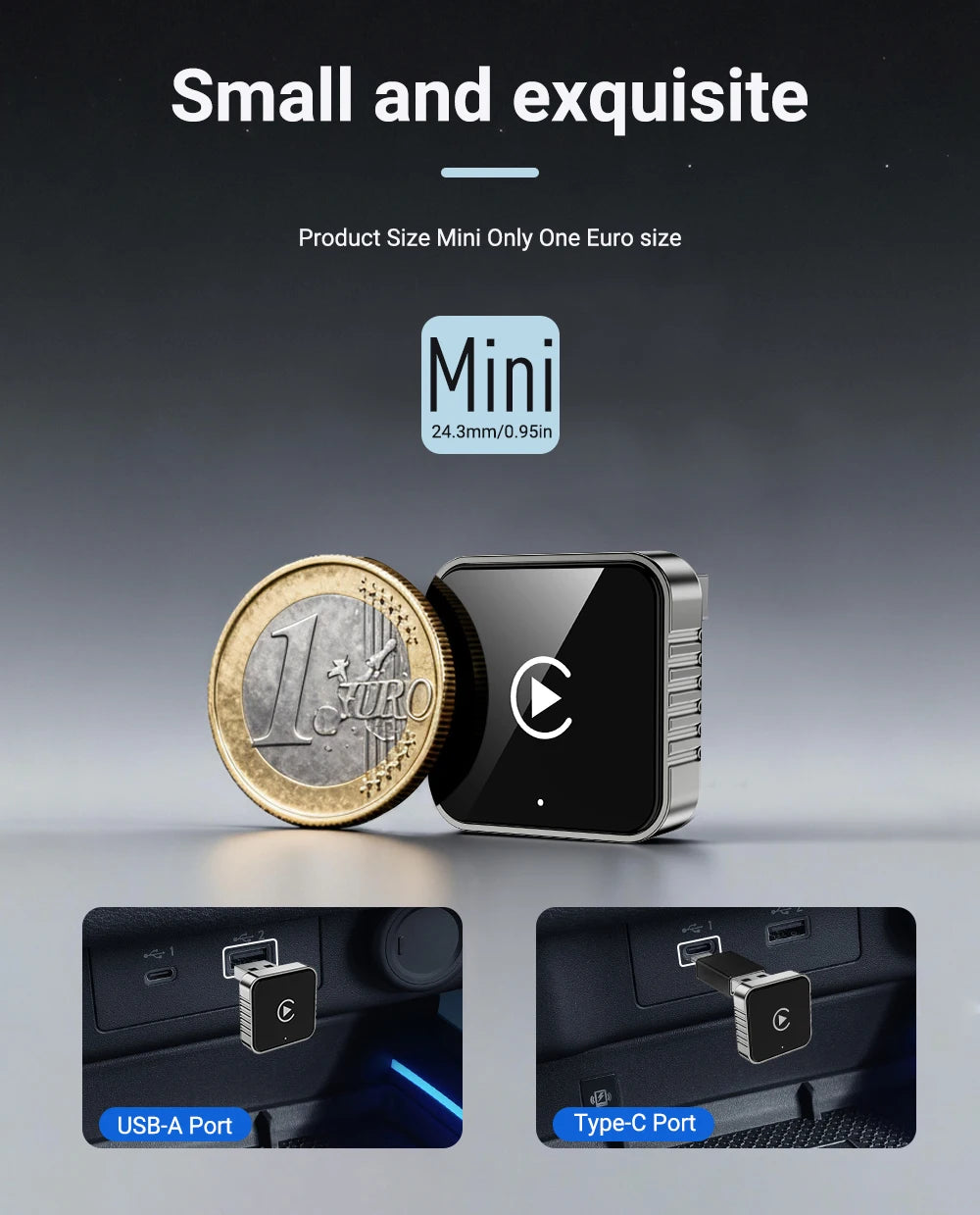 Adaptateur CarPlay & Android Auto Sans Fil – 2 en 1, Compact & Facile à Utiliser