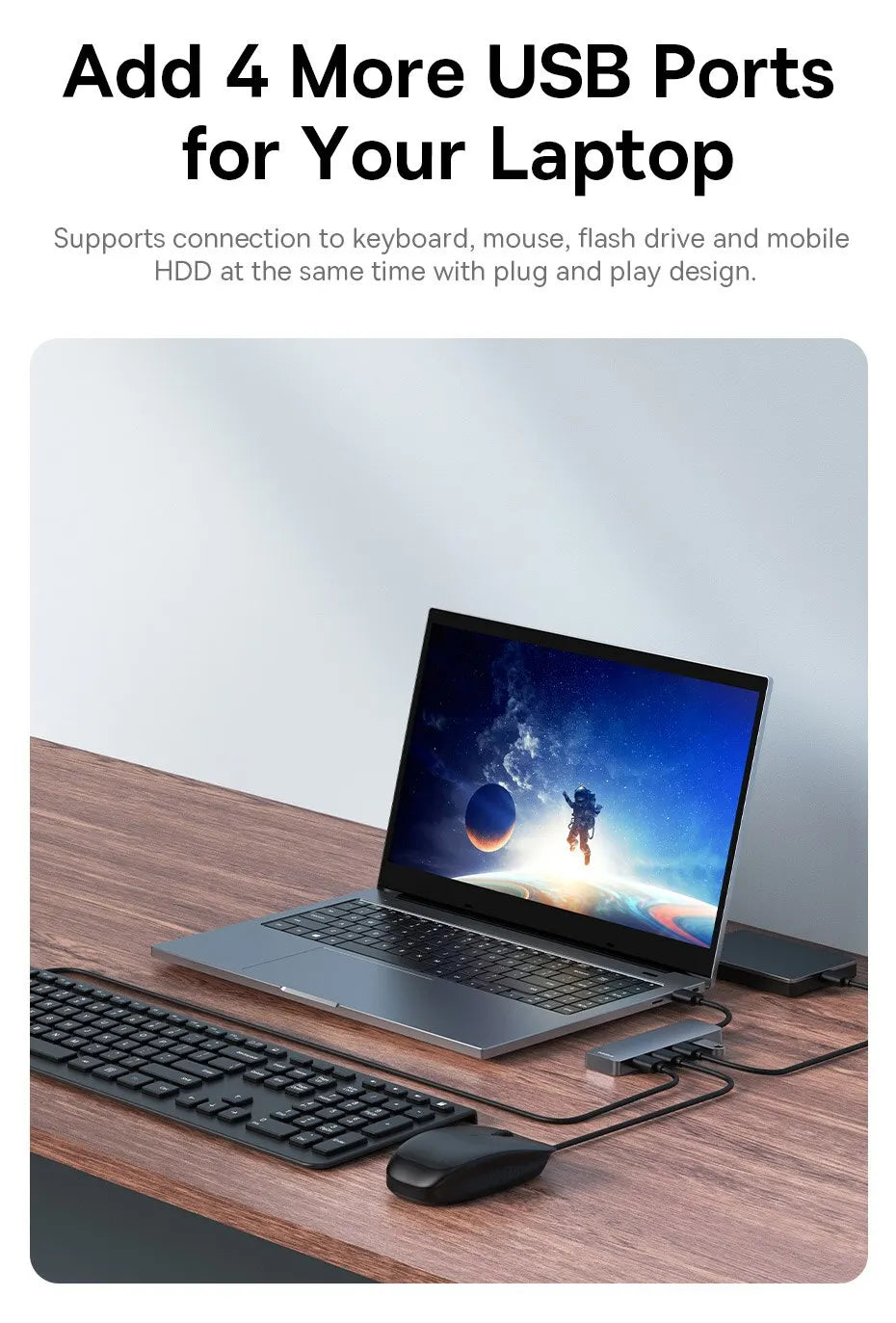 Hub USB 3.0 Baseus – 4 Ports Ultra-Rapides