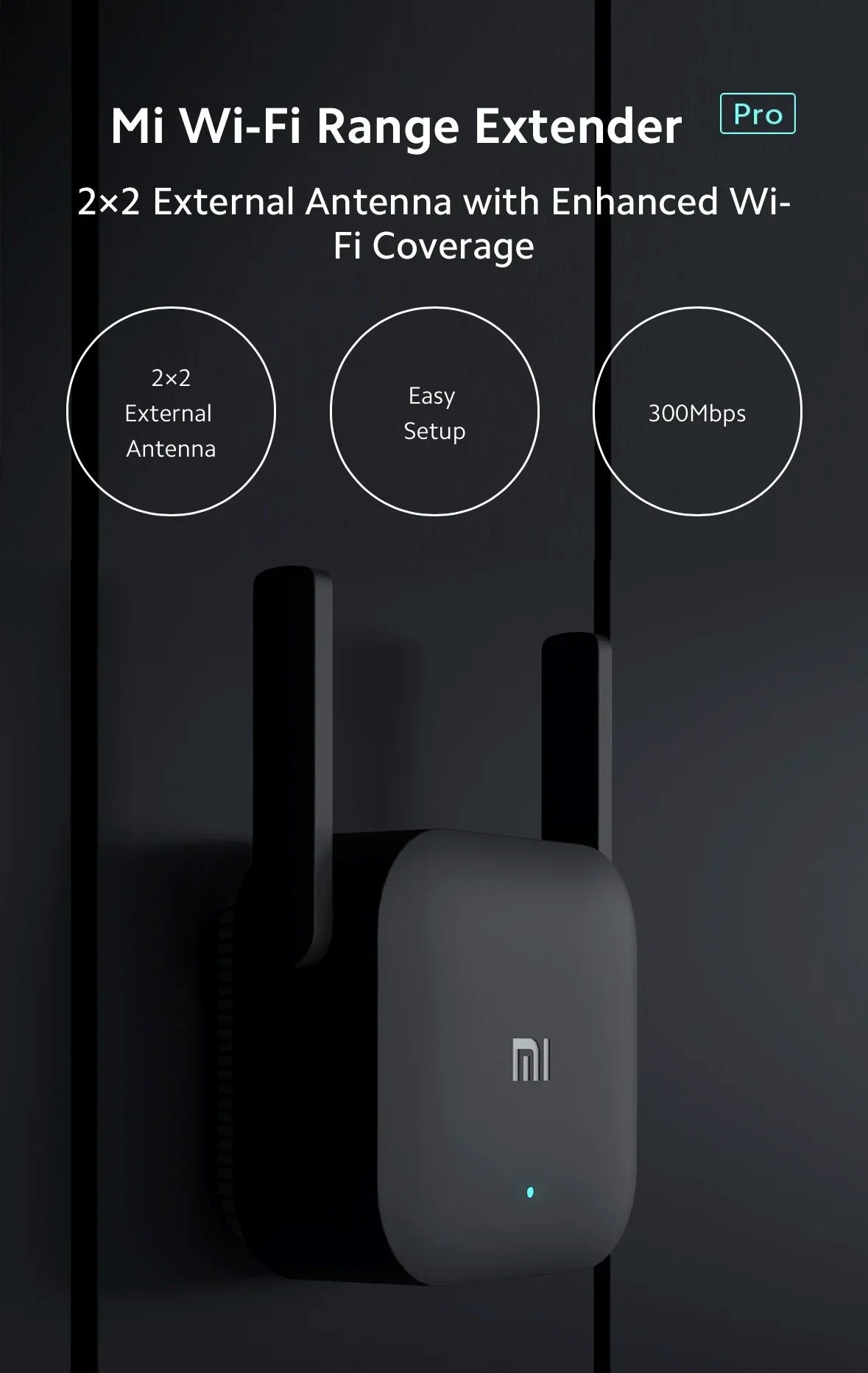 📶 Xiaomi Pro WiFi Extender 300 Mbps – Amplificateur de Signal Sans Fil à Double Antenne