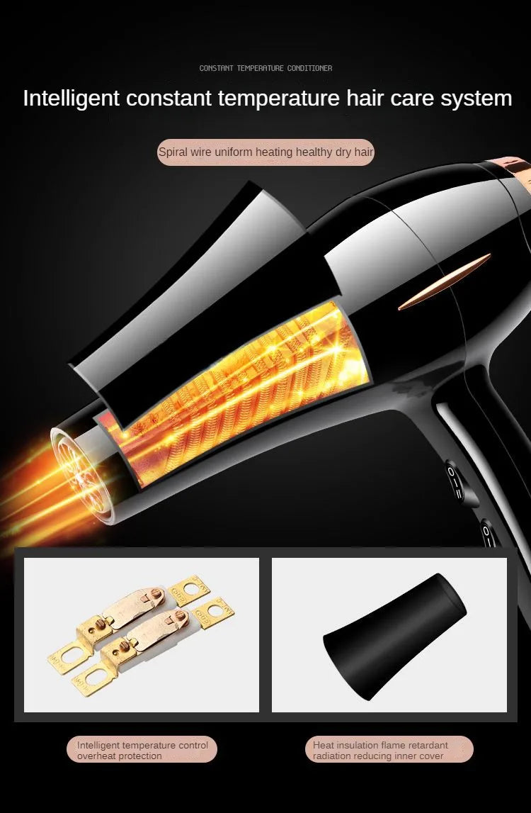 Sèche-Cheveux Ionique Professionnel – Séchage Rapide, Silencieux & Soin des Cheveux